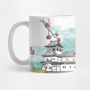 Osaka Castle Japan Color Illustration Mug